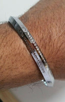 New silver plated laser engraved khandas sikh singh khalsa kara bangle kada d8