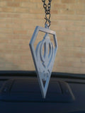 White acrylic khanda punjabi sikh pendant singh kaur car mirror hanging chain new