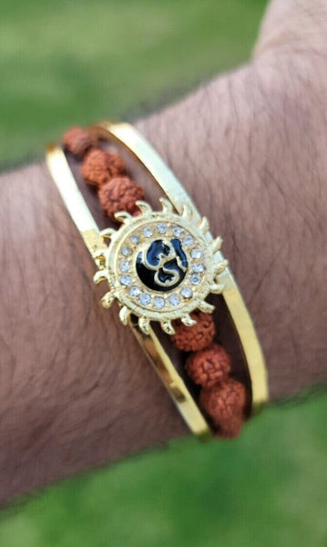 Om kara bracelet hindu kada evil eye protection rudraksha beads nazar bangle y3