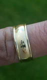 Gold plated khanda ring engraved fashion sikh singh kaur khalsa challa gift h23