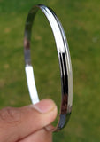 Chrome Plated Kara Lines  Design Sikh Singh Kaur Khalsa Kada Bracelet Bangle B16