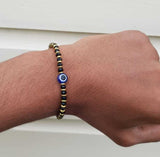 Nazar Shield Evil Eye Shani Protection Turkish Gold or Silver Tone Bracelet T7