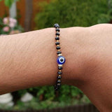 Nazar Shield Evil Eye Shani Protection Turkish Gold or Silver Tone Bracelet T7