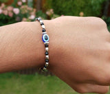 Nazar Shield Evil Eye Shani Protection Turkish Gold or Silver Tone Bracelet T7