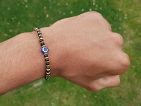 Nazar Shield Evil Eye Shani Protection Turkish Gold or Silver Tone Bracelet T7