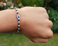 Nazar Shield Evil Eye Shani Protection Turkish Gold or Silver Tone Bracelet T7