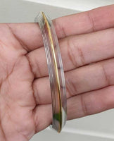 Stainless Steel Kara Lines Design Brass Edge Sikh Bangle Singh Khalsa Kada V38