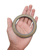 Sarbloh Chakri Kara Engraved Floral Design Punjabi Kada Sikh Singh Bangle S21