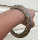 Sarbloh Chakri Kara Engraved Floral Design Punjabi Kada Sikh Singh Bangle S21