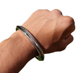 Stainless Steel Kara Sikh Bangle 3 Lines Ridged Edge Kada Singh Bracelet S26 NEW