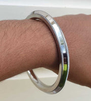 Stainless Steel Kara Sikh Bangle 3 Lines Ridged Edge Kada Singh Bracelet S26 NEW