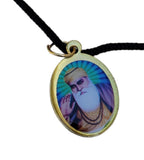 Sikh Guru Nanak Ji Guru Gobind Singh Oval Pendant in Black Evil Shield Thread MM