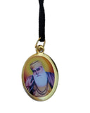 Sikh Guru Nanak Ji Guru Gobind Singh Oval Pendant in Black Evil Shield Thread MM