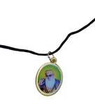 Sikh Guru Nanak Ji Guru Gobind Singh Oval Pendant in Black Evil Shield Thread MM