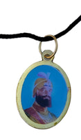 Sikh Guru Nanak Ji Guru Gobind Singh Oval Pendant in Black Evil Shield Thread MM