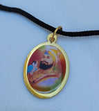 Sikh Guru Nanak Ji Guru Gobind Singh Oval Pendant in Black Evil Shield Thread MM