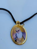 Sikh Guru Nanak Ji Guru Gobind Singh Oval Pendant in Black Evil Shield Thread MM