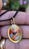 Sikh Guru Nanak Ji Guru Gobind Singh Oval Pendant in Black Evil Shield Thread MM