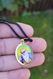 Sikh Guru Nanak Ji Guru Gobind Singh Oval Pendant in Black Evil Shield Thread MM