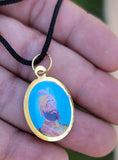 Sikh Guru Nanak Ji Guru Gobind Singh Oval Pendant in Black Evil Shield Thread MM