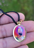 Sikh Guru Nanak Ji Guru Gobind Singh Oval Pendant in Black Evil Shield Thread MM