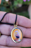 Sikh Guru Nanak Ji Guru Gobind Singh Oval Pendant in Black Evil Shield Thread MM