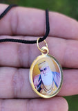 Sikh Guru Nanak Ji Guru Gobind Singh Oval Pendant in Black Evil Shield Thread MM