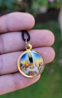 Sikh Guru Nanak Ji Baba Vadbhag Singh Round Pendant Black Evil Shield Thread MM1