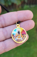 Sikh Guru Nanak Ji Baba Vadbhag Singh Round Pendant Black Evil Shield Thread MM1