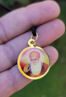 Sikh Guru Nanak Ji Baba Vadbhag Singh Round Pendant Black Evil Shield Thread MM1