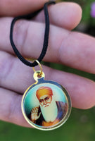 Sikh Guru Nanak Ji Baba Vadbhag Singh Round Pendant Black Evil Shield Thread MM1