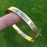 Brass Hindu Kara Good Luck Bangle Jai Mata Di Engraved Kada Healing Bracelet L20