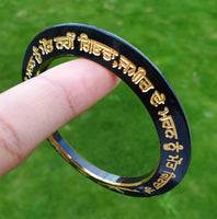 Sant Bhindranwale Kara Gurmukhi Kada Gold Black Alloy Sikh Singh Bangle L21 NEW