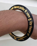 Sant Bhindranwale Kara Gurmukhi Kada Gold Black Alloy Sikh Singh Bangle L21 NEW