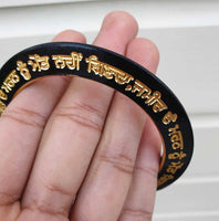 Sant Bhindranwale Kara Gurmukhi Kada Gold Black Alloy Sikh Singh Bangle L21 NEW