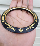 Sant Bhindranwale Kara Gurmukhi Kada Gold Black Alloy Sikh Singh Bangle L21 NEW