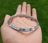 Silver Plated Kara Laser Engraved Khanda Kada Sikh Singh Kaur Khalsa Bangle CC35