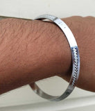 Silver Plated Kara Laser Engraved Khanda Kada Sikh Singh Kaur Khalsa Bangle CC35