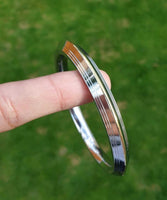 Stainless Steel Kara Brass Line Edged Sikh Bangle Singh Kaur Khalsa Kada EE13