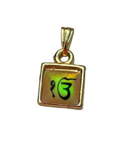 Small Punjabi Sikh Singh Gold Tone Eik Onkar Square Pendant Chain necklace LL33