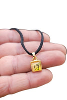 Small Punjabi Sikh Singh Gold Tone Eik Onkar Square Pendant Chain necklace LL33