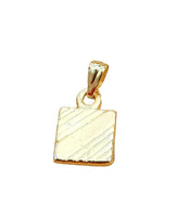 Small Punjabi Sikh Singh Gold Tone Ek Onkar Square Pendant Locket necklace L33