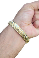 Designer kara Two Tone Bracelet Silver Gold Plated Sikh Kada Khalsa Bangle DD29