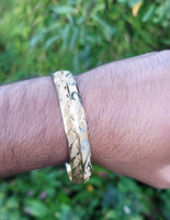 Designer kara Two Tone Bracelet Silver Gold Plated Sikh Kada Khalsa Bangle DD29