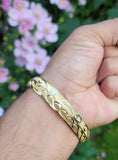 Designer kara Two Tone Bracelet Silver Gold Plated Sikh Kada Khalsa Bangle DD29