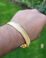 Designer kara Two Tone Bracelet Silver Gold Plated Sikh Kada Khalsa Bangle DD28