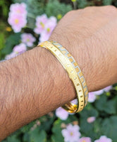 Designer kara Two Tone Bracelet Silver Gold Plated Sikh Kada Khalsa Bangle DD27