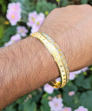 Designer kara Two Tone Bracelet Silver Gold Plated Sikh Kada Khalsa Bangle DD27