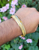 Designer kara Two Tone Bracelet Silver Gold Plated Sikh Kada Khalsa Bangle DD28