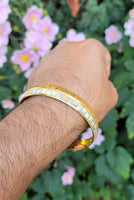 Designer kara Two Tone Bracelet Silver Gold Plated Sikh Kada Khalsa Bangle DD27